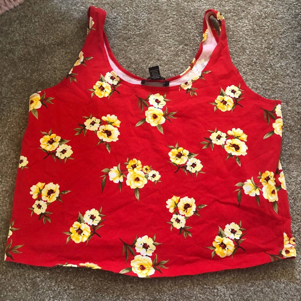 Red Floral Crop Top